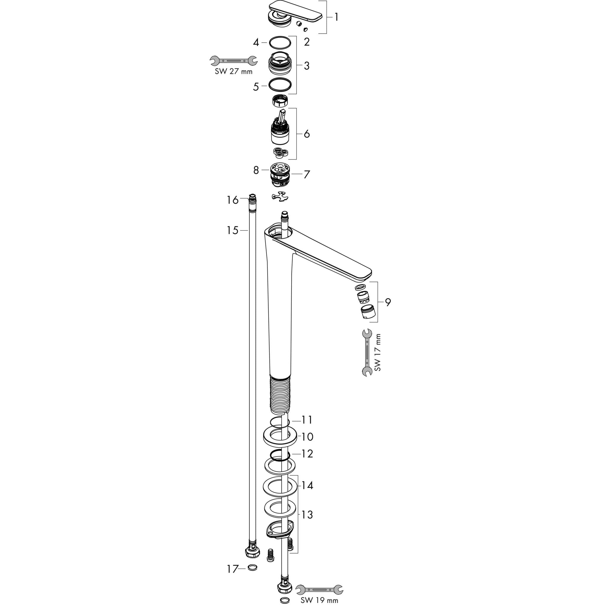 HANSGROHE AXOR Citterio C Einhebel-Waschtischmischer 250 mit CoolStart mit Ablaufgarnitur #49050250 - Brushed Gold Optic