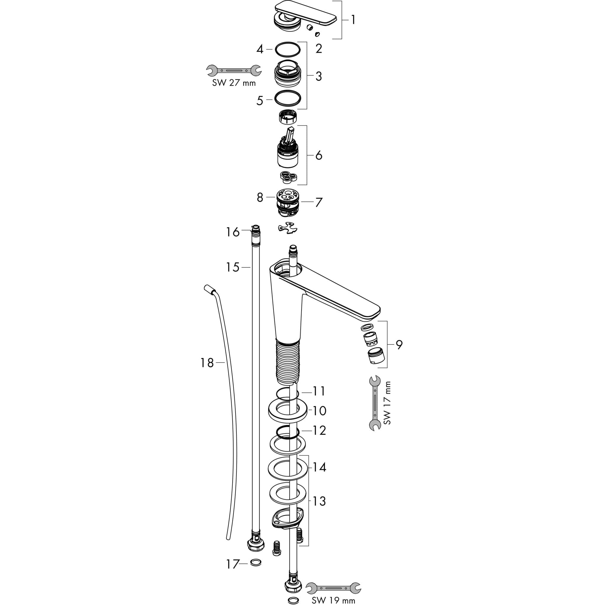 HANSGROHE AXOR Citterio C Einhebel-Waschtischmischer 125 mit CoolStart mit Ablaufgarnitur #49040250 - Brushed Gold Optic