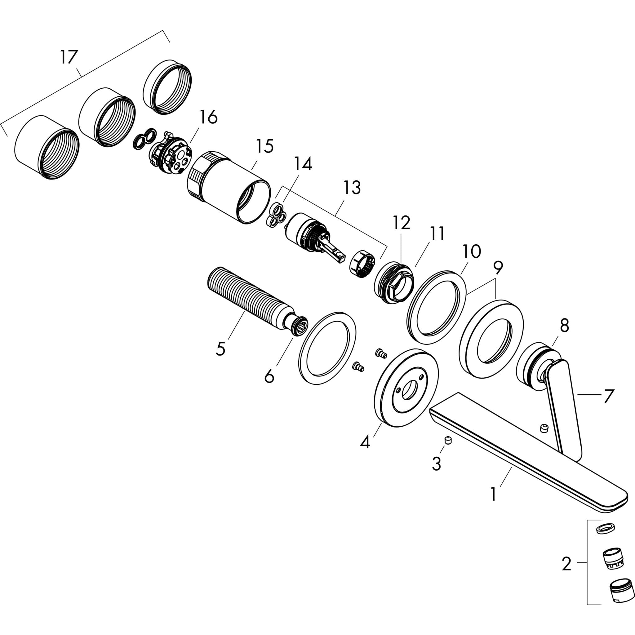HANSGROHE AXOR Citterio C Einhebel-Waschtischmischer Unterputz für Wandmontage mit Auslauf 195 mm #49110250 - Brushed Gold Optic