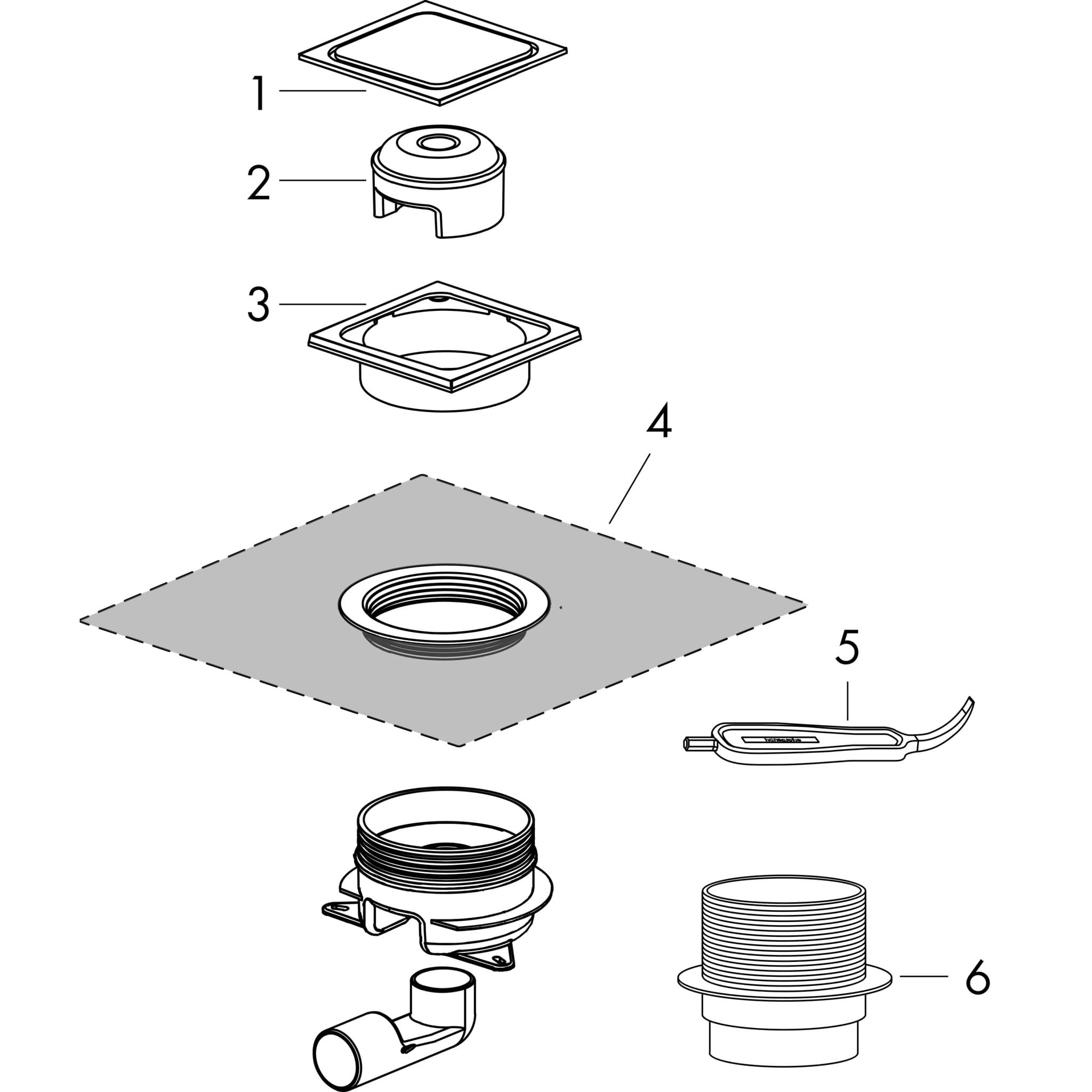 HANSGROHE RainDrain Spot Plus Komplettset Punktablauf 150/150 mit höhenverstellbarem Rahmen #56225800 - Edelstahl gebürstet