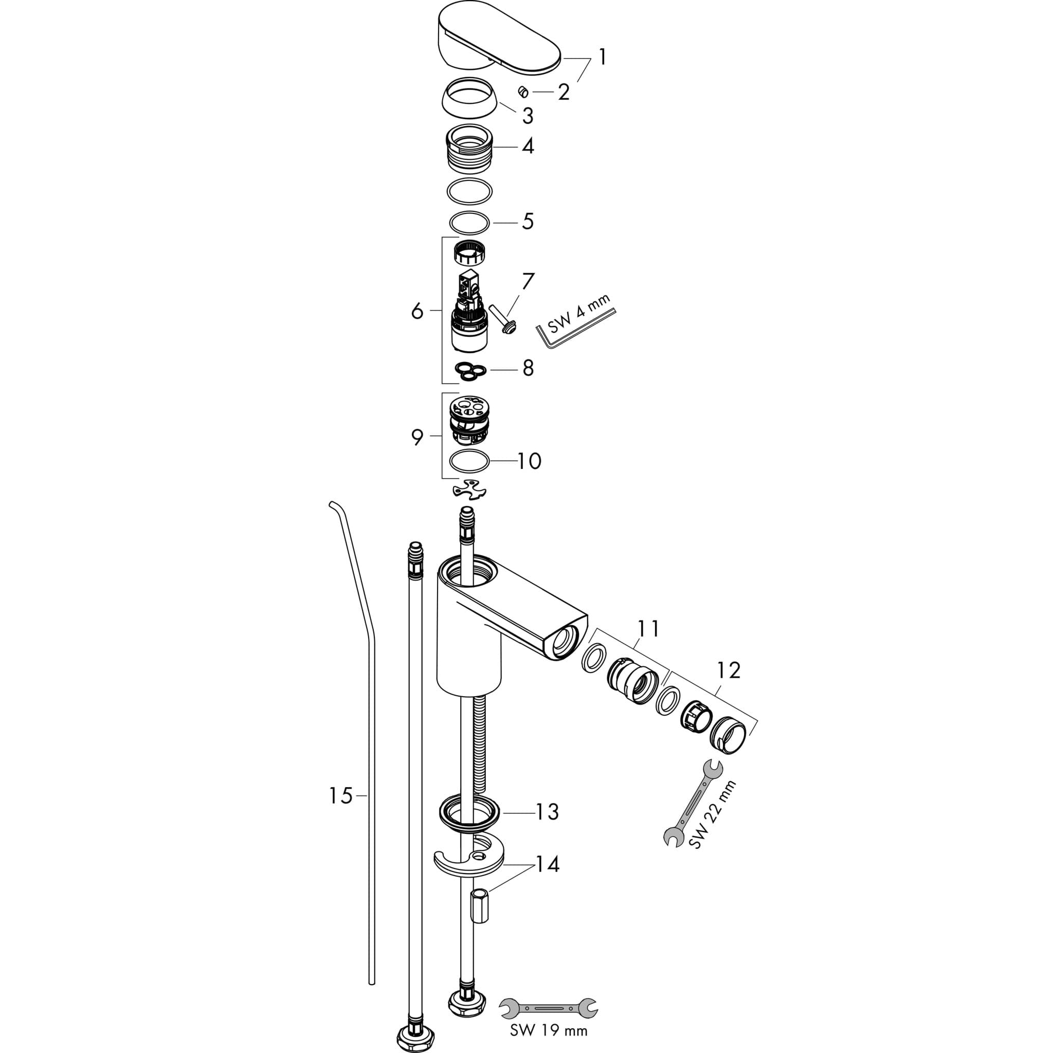 HANSGROHE Vernis Blend Einhebel-Bidetmischer mit Metall Zugstangen-Ablaufgarnitur #71218000 - Chrom