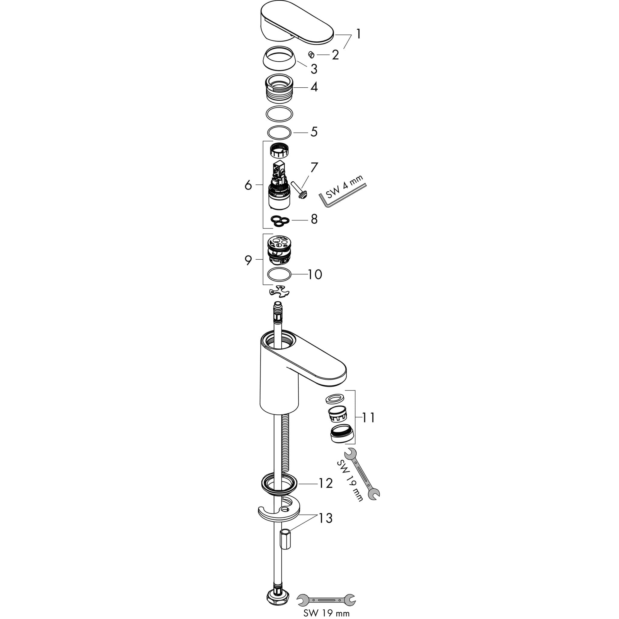 HANSGROHE Vernis Blend Einhebel-Waschtischmischer 70 CoolStart mit Push-Open Ablaufgarnitur #71598670 - Mattschwarz