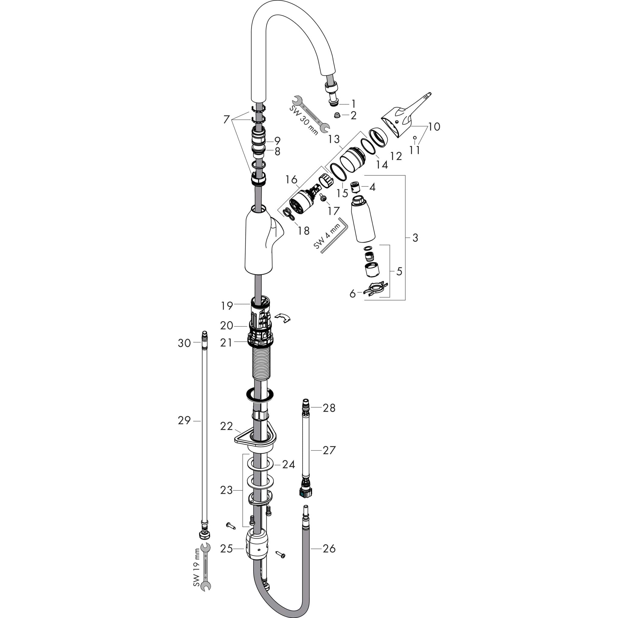 HANSGROHE Focus M43 Einhebel-Küchenmischer 180, EcoSelection, Ausziehbrause, 2jet #71811000