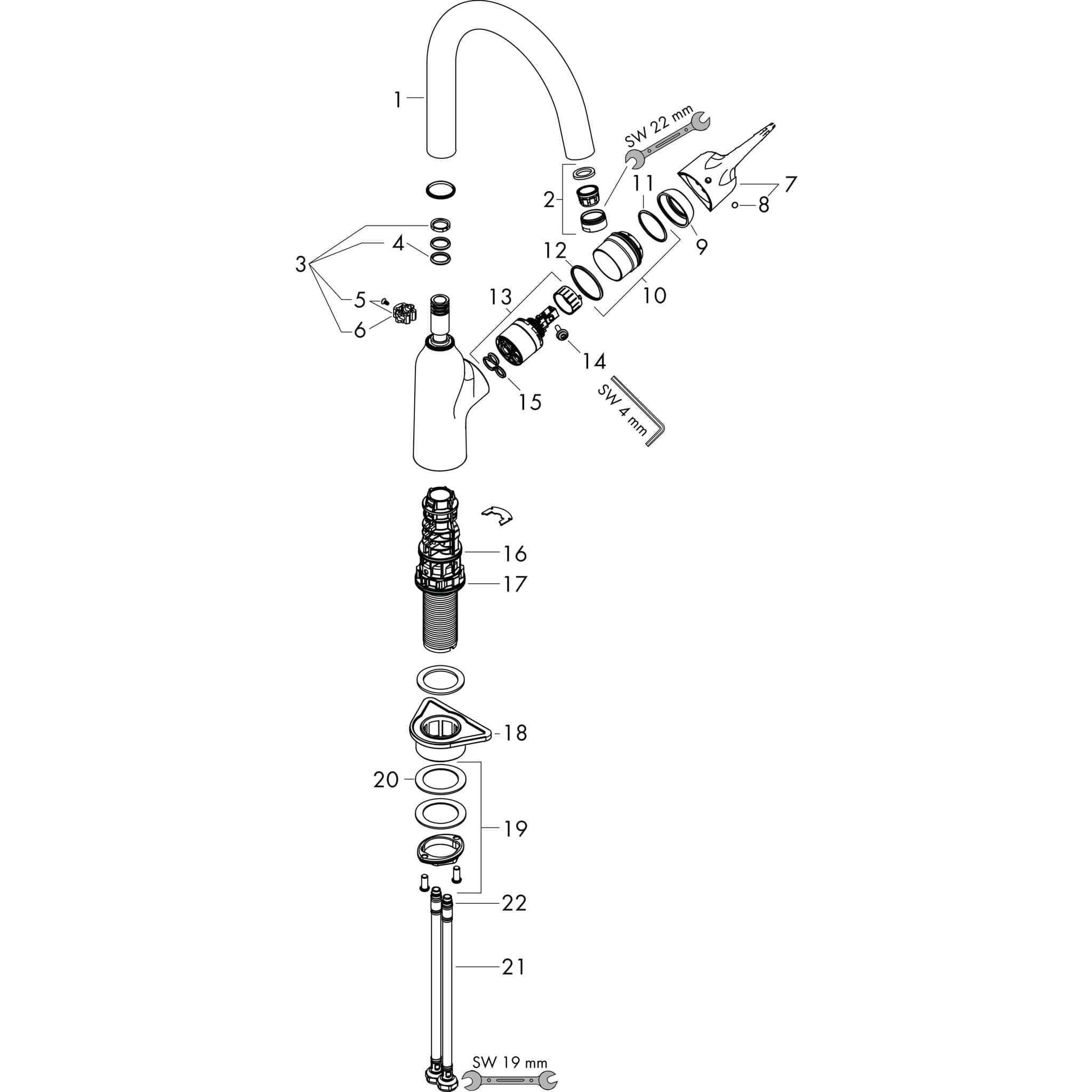 HANSGROHE Focus M43 Einhebel-Küchenmischer 220, EcoSelection, 1jet #71812000