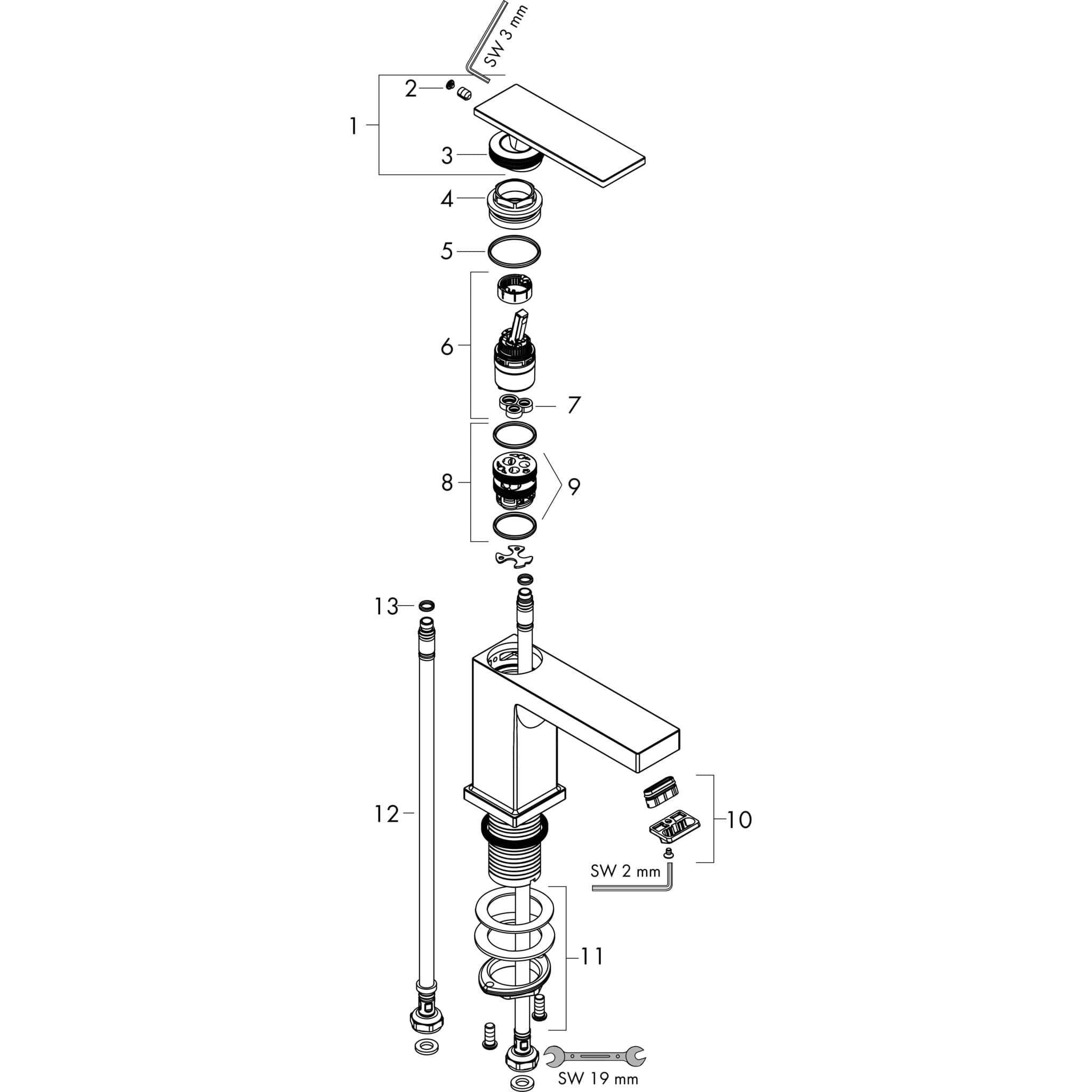 HANSGROHE Tecturis E Einhebel-Waschtischmischer 110 CoolStart ohne Ablaufgarnitur #73016670 - Mattschwarz