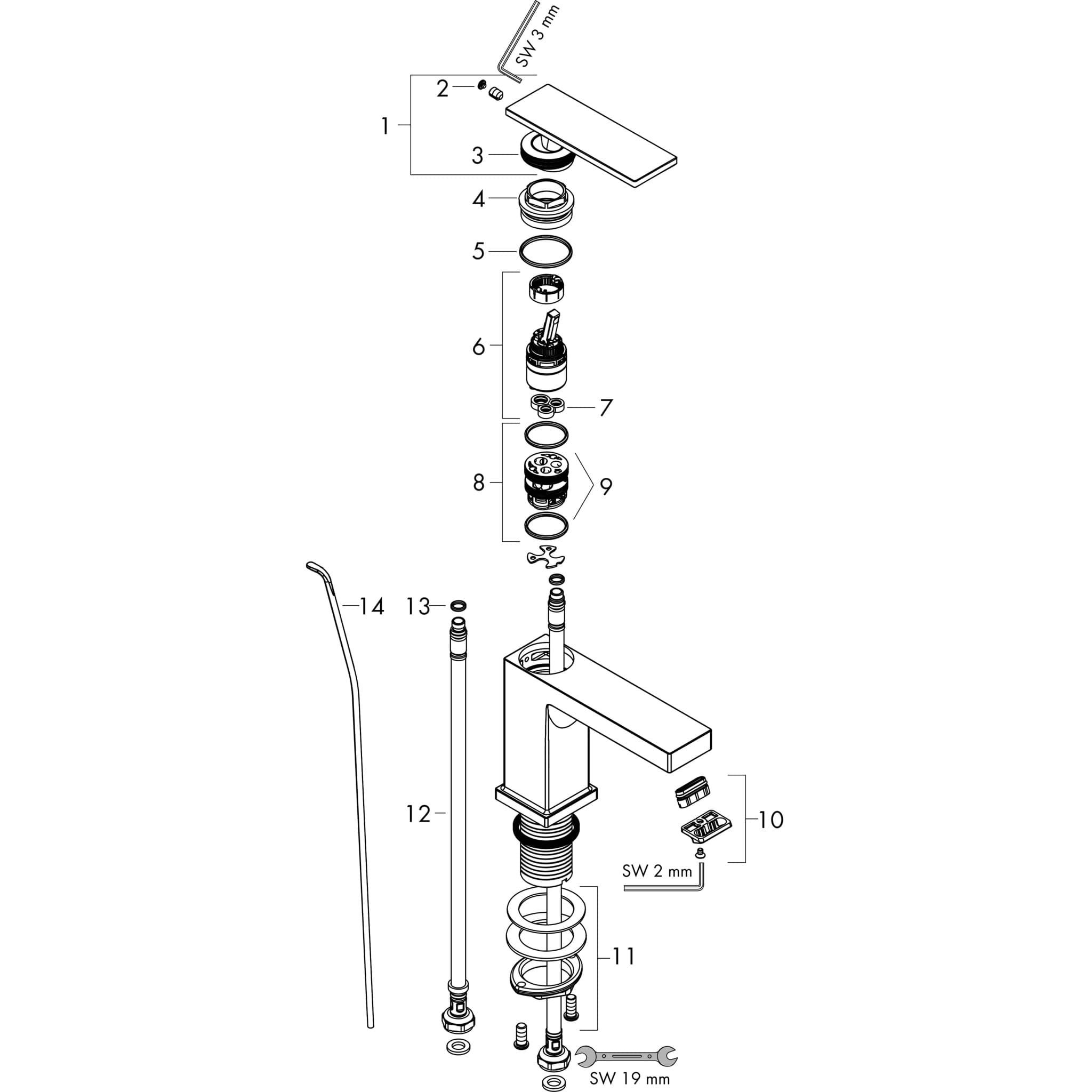 HANSGROHE Tecturis E Einhebel-Waschtischmischer 110 CoolStart mit Zugstangen-Ablaufgarnitur #73018000 - Chrom