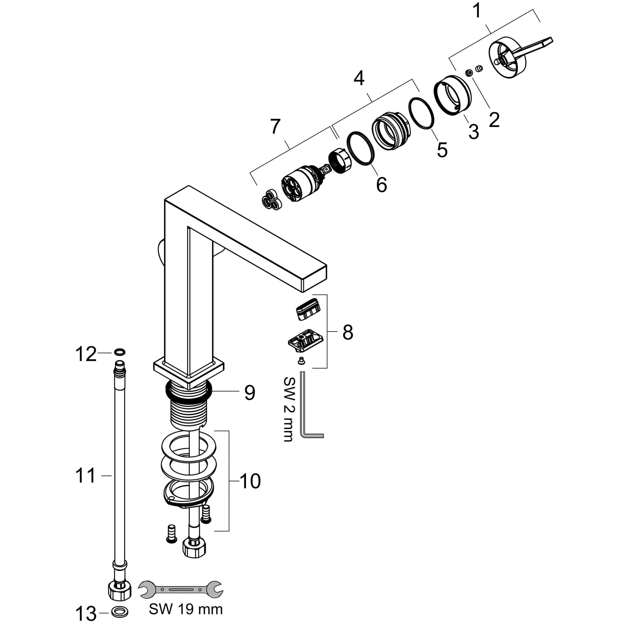 HANSGROHE Tecturis E Einhebel-Waschtischmischer 240 Fine CoolStart für Aufsatzwaschtische mit Push-Open Ablaufgarnitur #73073140 - Brushed Bronze