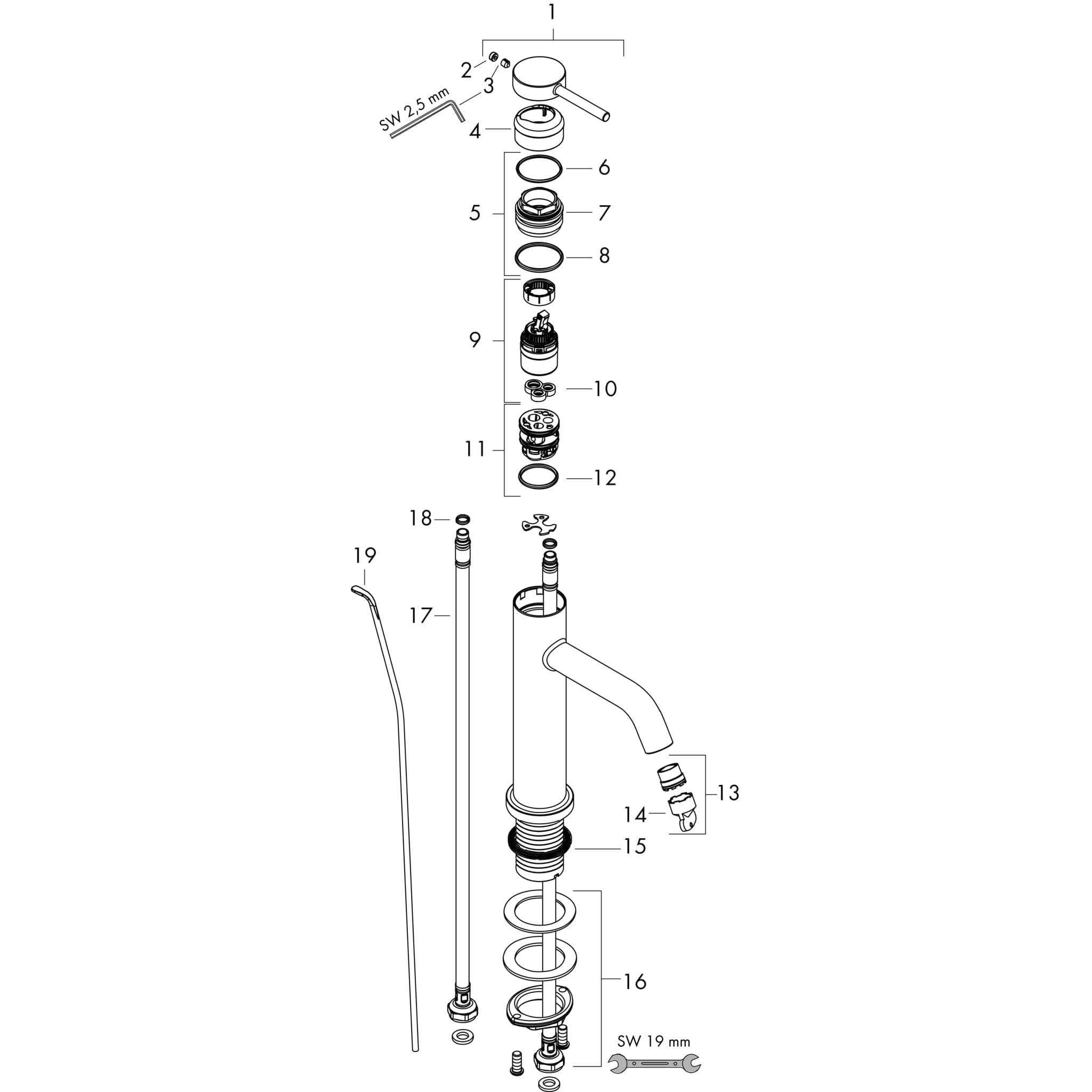 HANSGROHE Tecturis S Einhebel-Waschtischmischer 80 CoolStart mit Zugstangen-Ablaufgarnitur #73305670 - Mattschwarz
