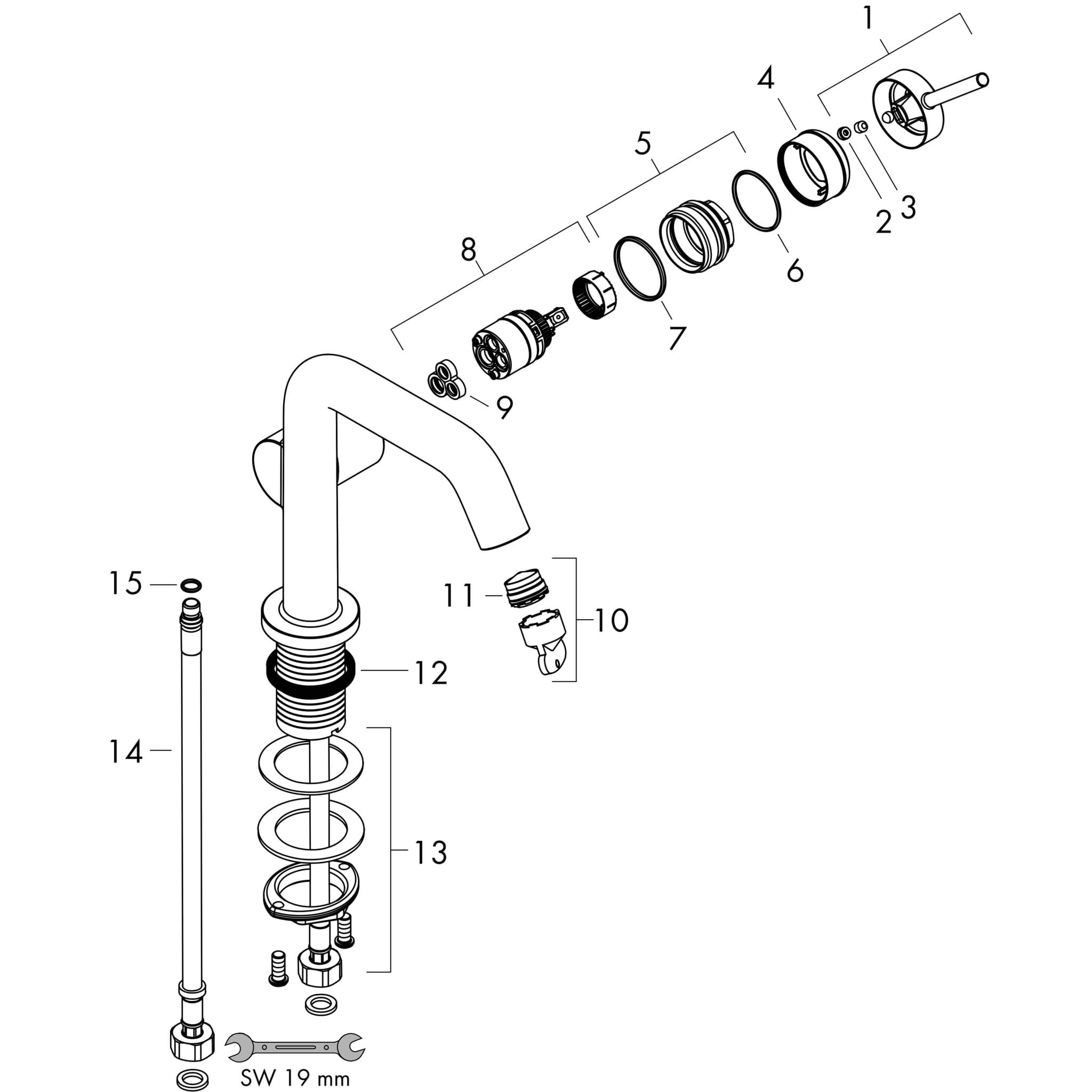 HANSGROHE Tecturis S Einhebel-Waschtischmischer 110 Fine CoolStart mit Push-Open Ablaufgarnitur #73322700 - Mattweiß