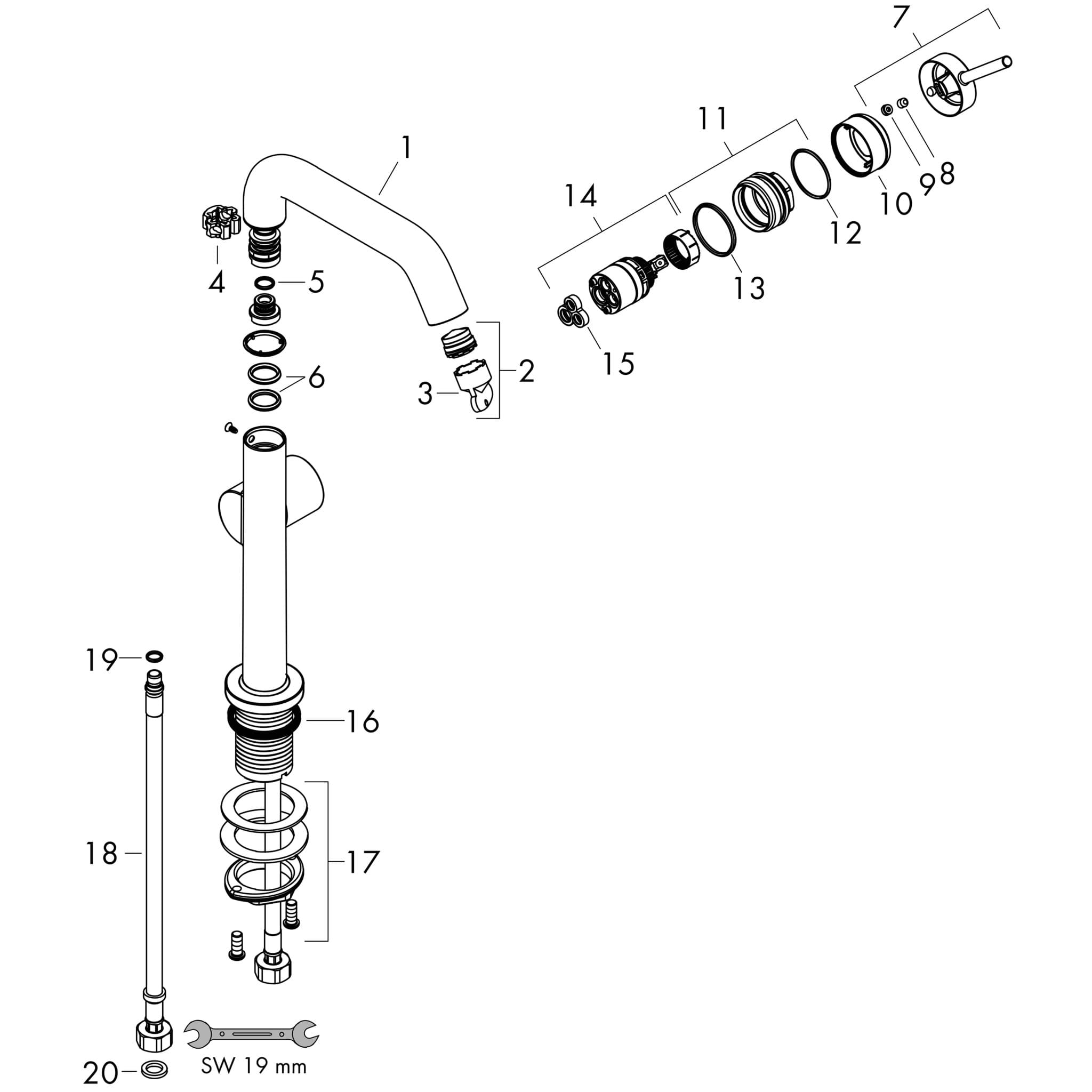 HANSGROHE Tecturis S Einhebel-Waschtischmischer 210 Fine CoolStart mit Schwenkauslauf und Push-Open Ablaufgarnitur #73364670 - Mattschwarz