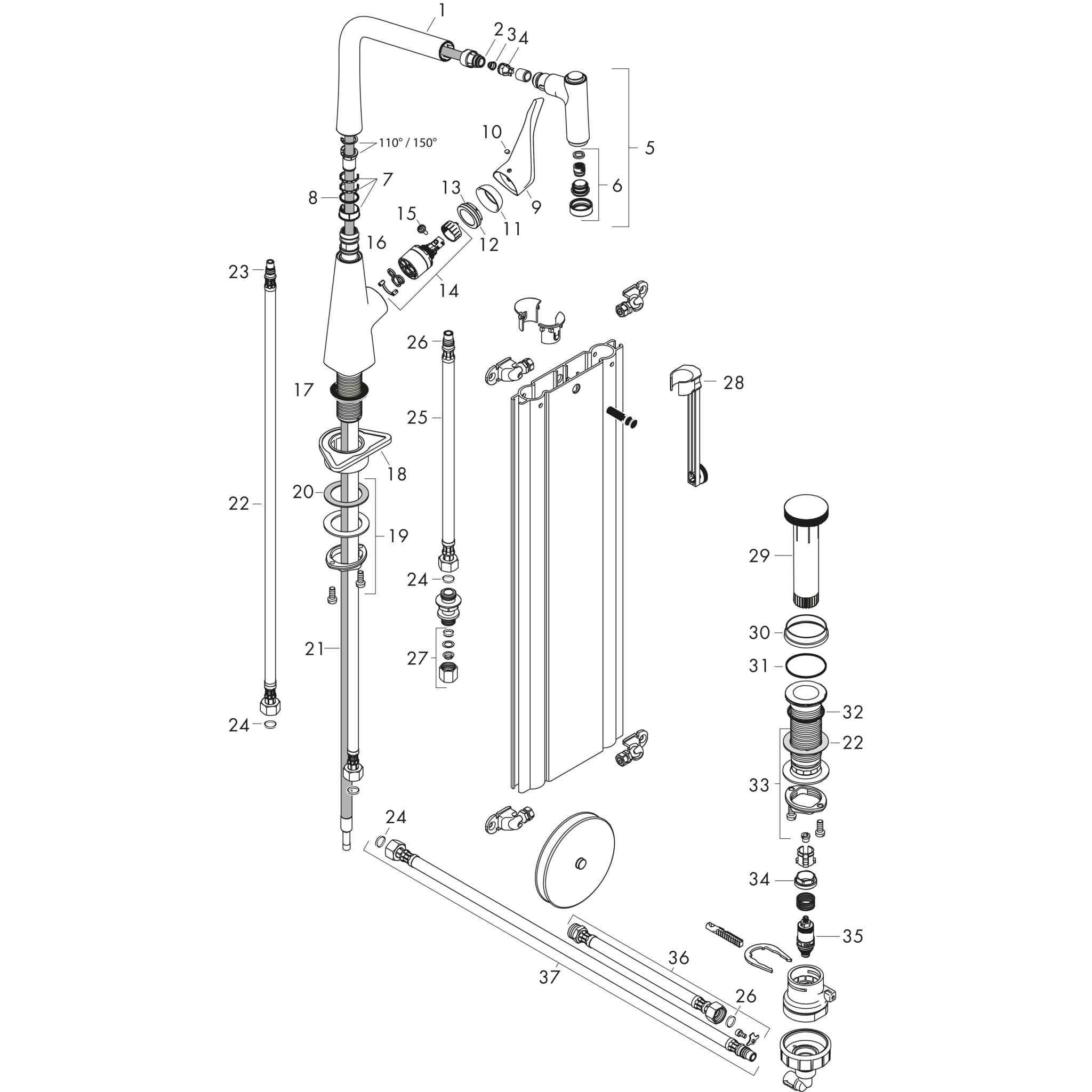 HANSGROHE Metris Select M71 2-Loch Einhebel-Küchenmischer 320, Ausziehbrause, 2jet, sBox #73806000