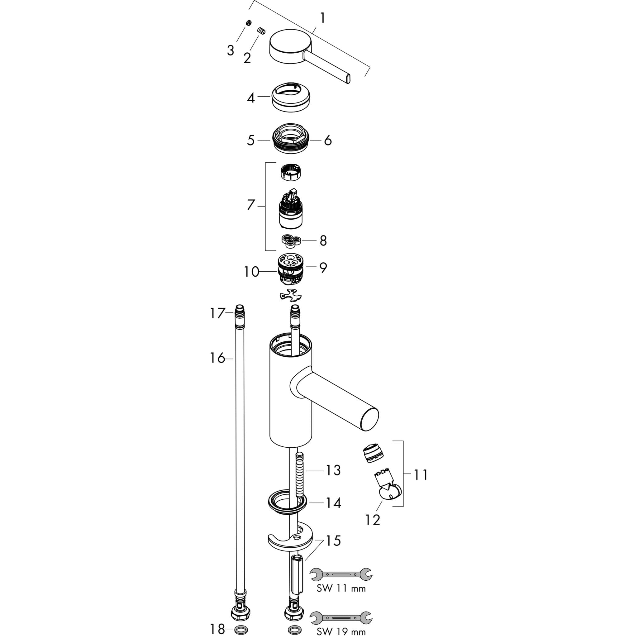 HANSGROHE Zesis S Einhebel-Waschtischmischer 100 CoolStart ohne Ablaufgarnitur #74721670 - Mattschwarz