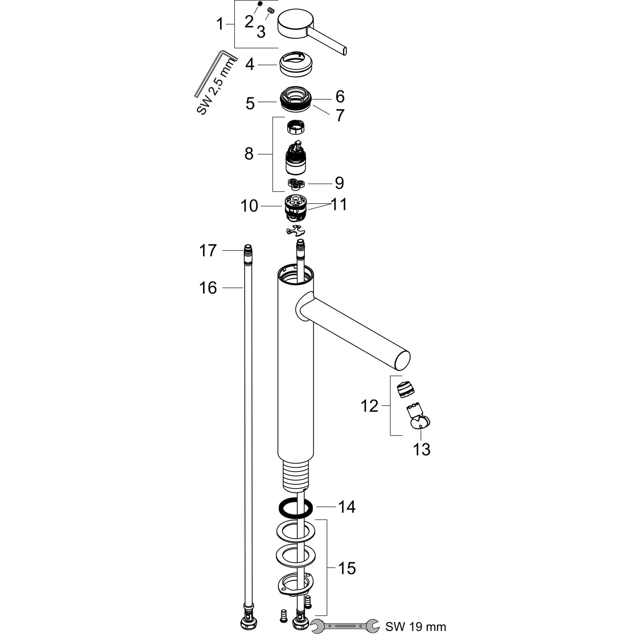 HANSGROHE Zesis S Einhebel-Waschtischmischer 230 CoolStart für Aufsatzwaschtische ohne Ablaufgarnitur #74731670 - Mattschwarz