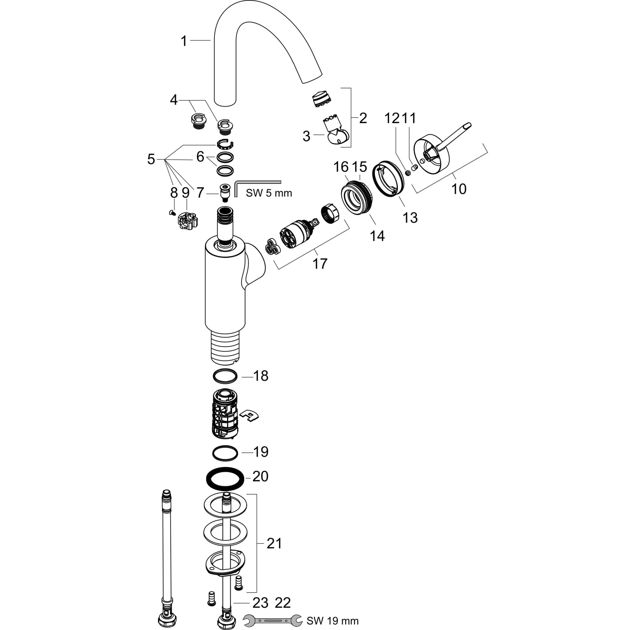 HANSGROHE Zesis S Einhebel-Waschtischmischer 210 CoolStart mit Schwenkauslauf ohne Ablaufgarnitur #74741670 - Mattschwarz