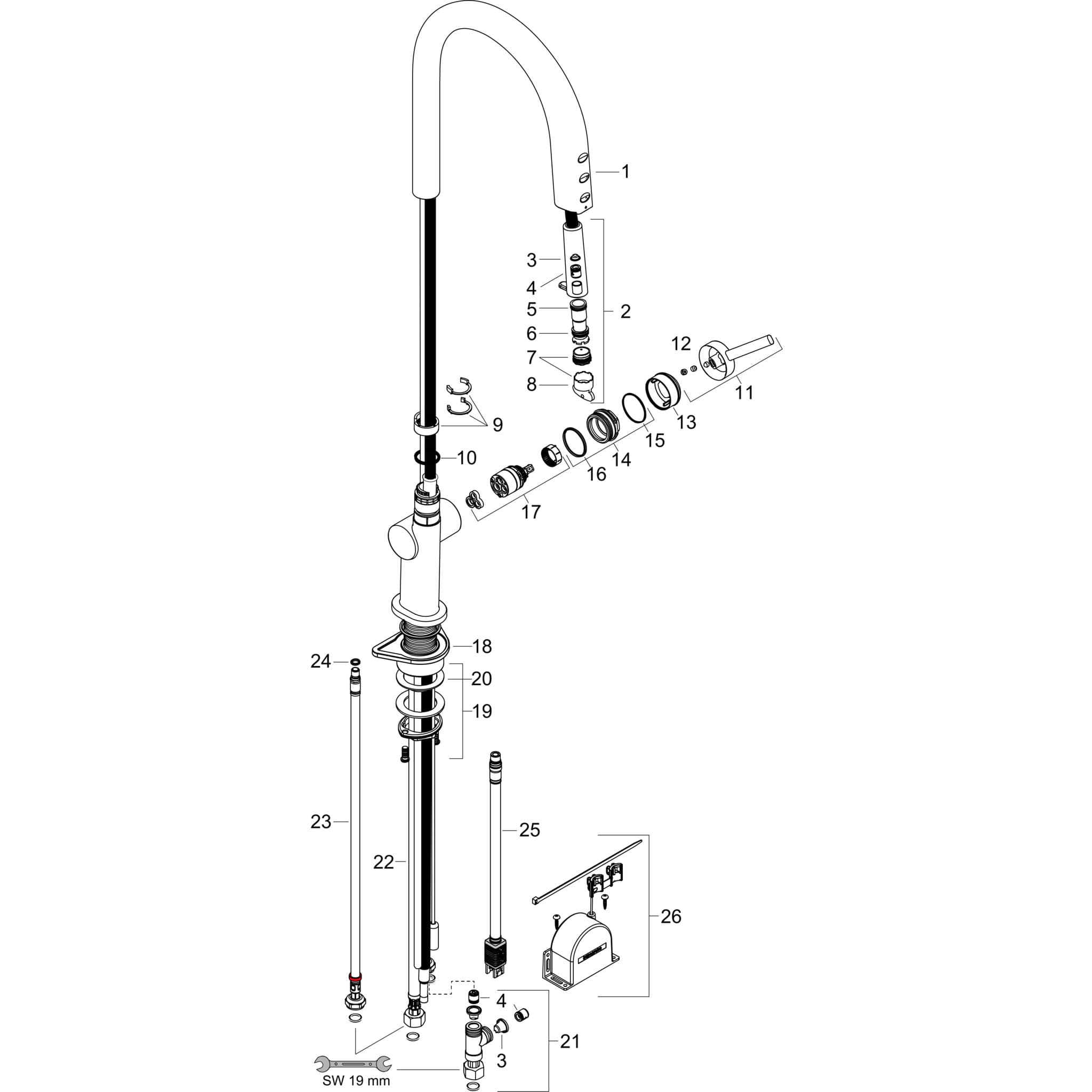 HANSGROHE Aqittura M91 Einhebel-Küchenmischer 210, Ausziehauslauf, 1jet, sBox lite für SodaSystem #76841800