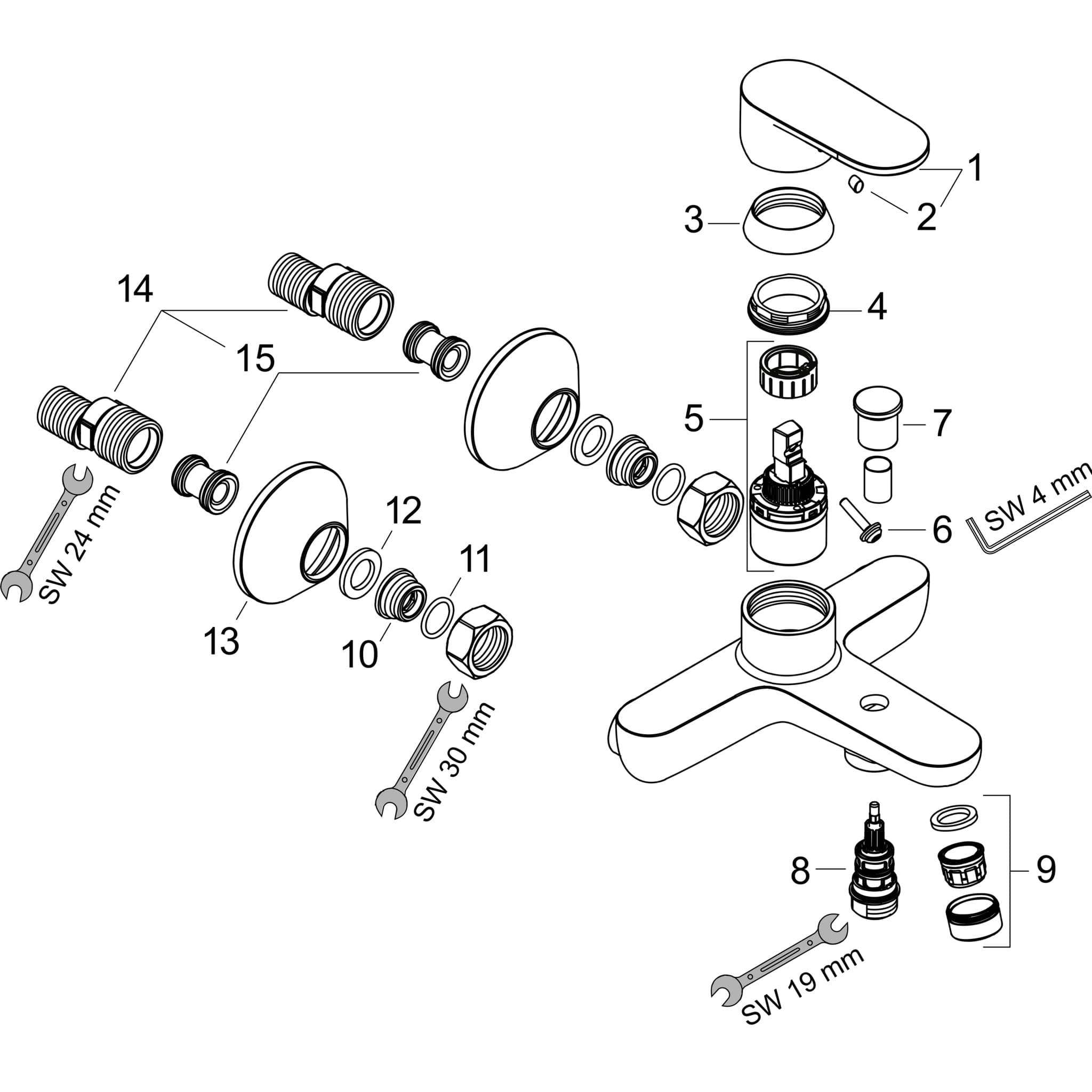 HANSGROHE Vernis Blend Einhebel-Wannenmischer Aufputz mit 2 Durchflussmengen #71454000