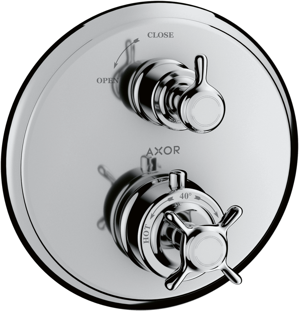HANSGROHE AXOR Montreux Thermostat Unterputz mit Kreuzgriff und Absperrventil #16800000 - Chrom