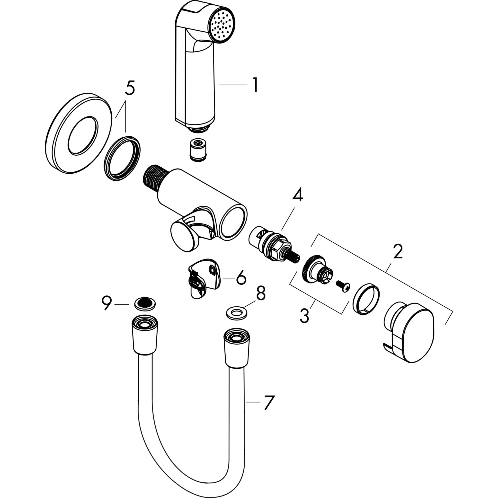 HANSGROHE Bidette Handbrause 1jet S EcoSmart für Kaltwasser mit Brausehalter und Brauseschlauch 125 cm #29230340 - Brushed Black Chrome