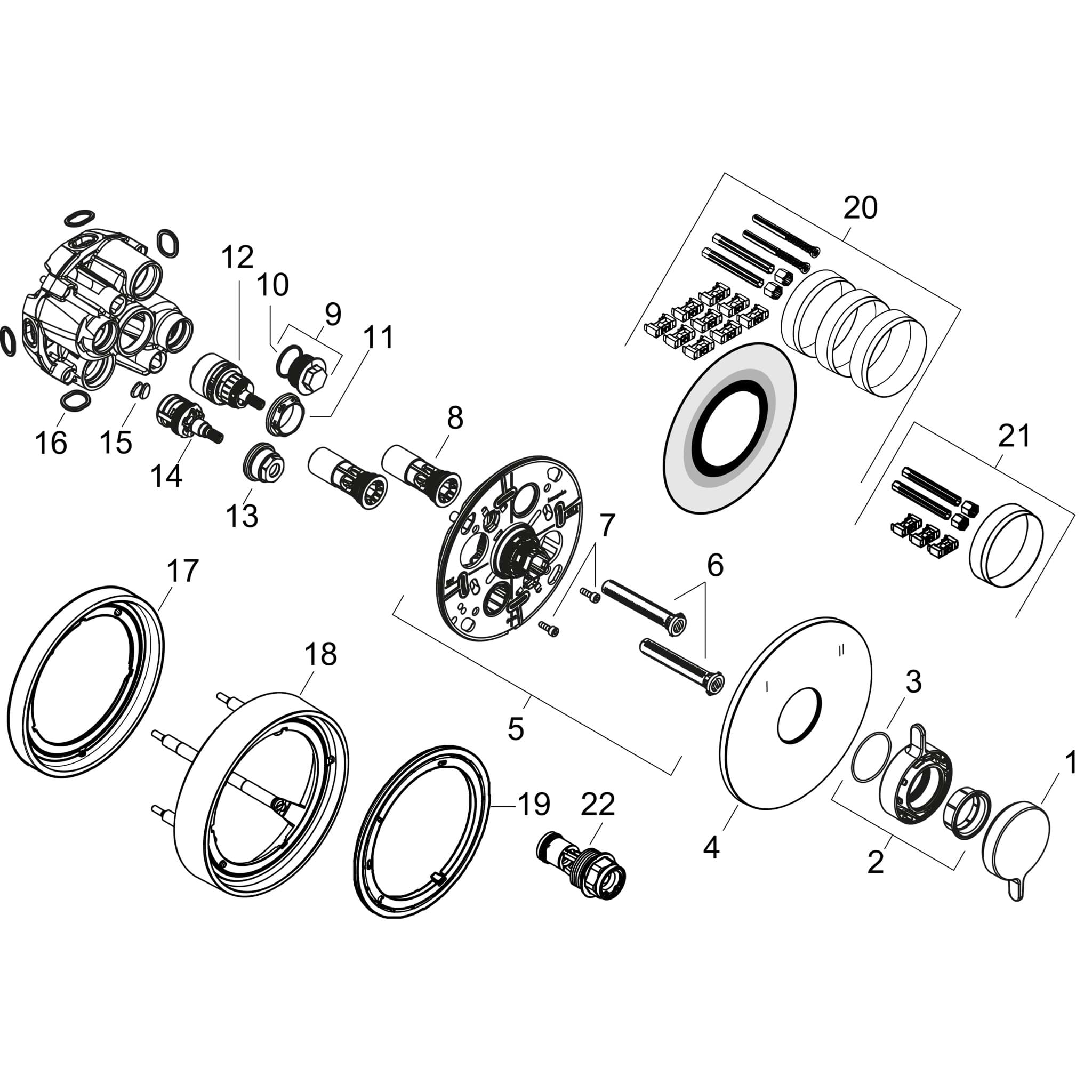 HANSGROHE AXOR One Mischer Unterputz für 2 Verbraucher #48415000 - Chrom