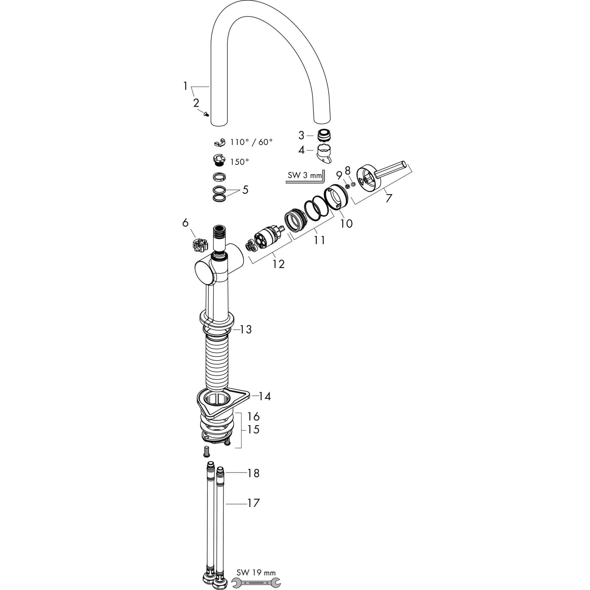 HANSGROHE Talis M54 Einhebel-Küchenmischer 220, 1jet #72804340 - Brushed Black Chrome