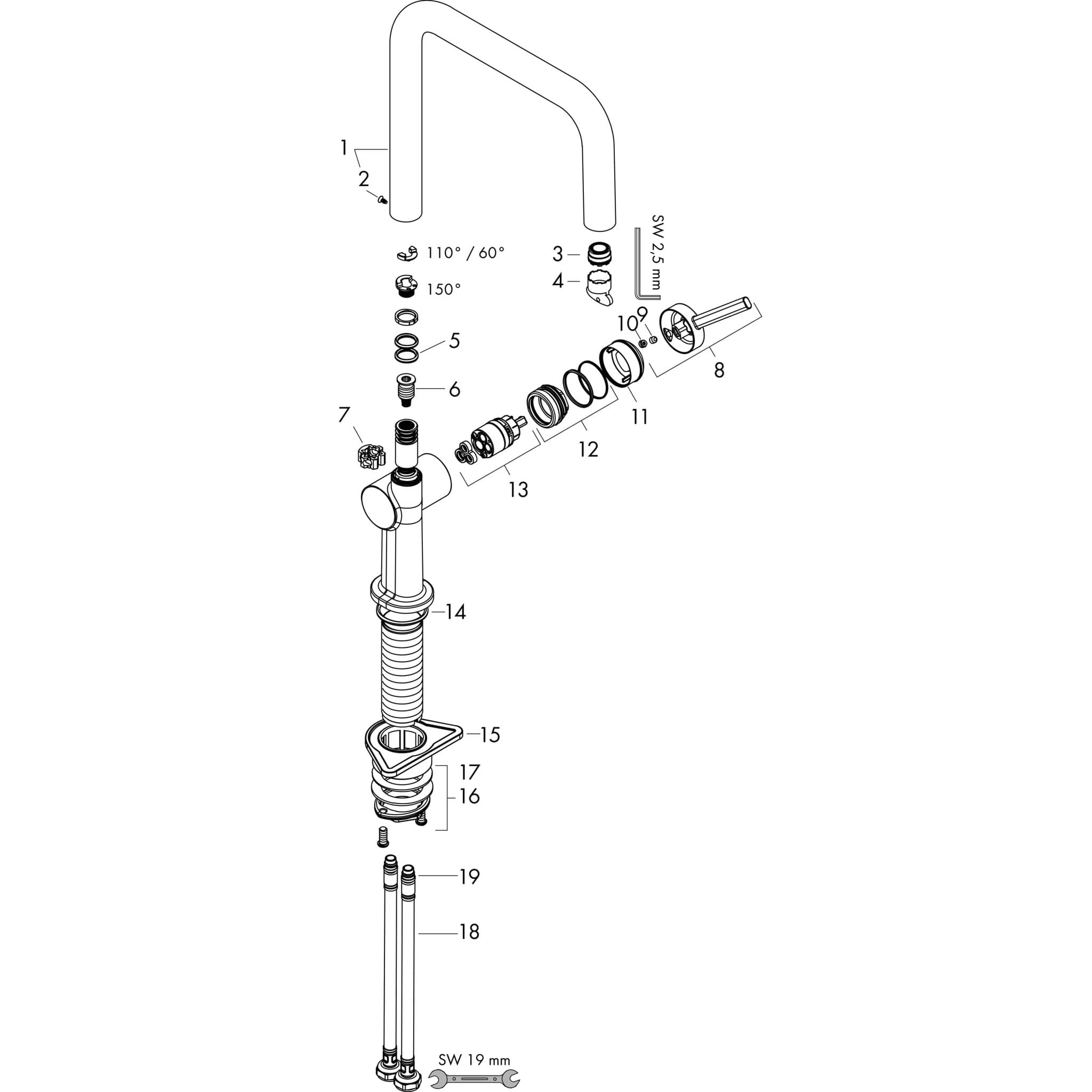 HANSGROHE Talis M54 Einhebel-Küchenmischer U 220, EcoSmart, 1jet #72844000 - Chrom