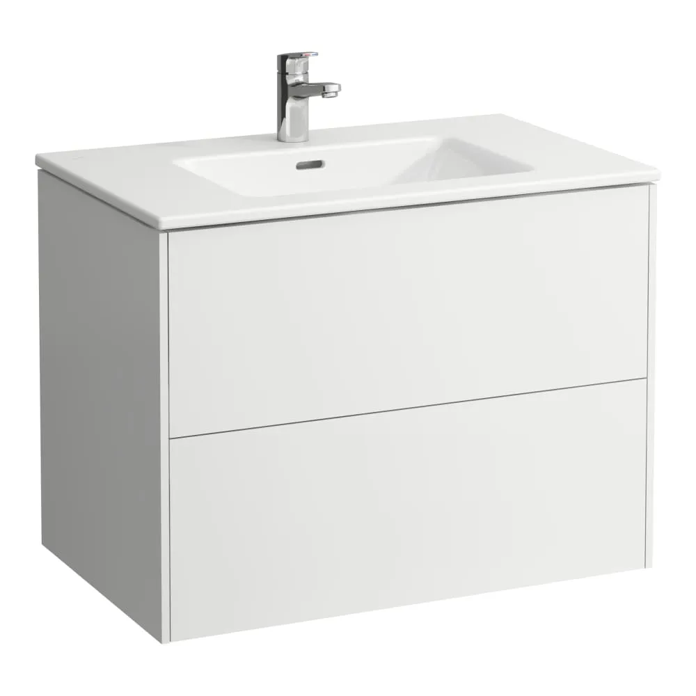LAUFEN Komplettset 800 mm, Waschtisch "slim" mit Waschtischunterbau 'Base' mit 2 Schubladen, inkl. Schubladen-Ordnungssystem 800 x 500 x 610 mm #H8649619991041 - 260 - Weiß matt