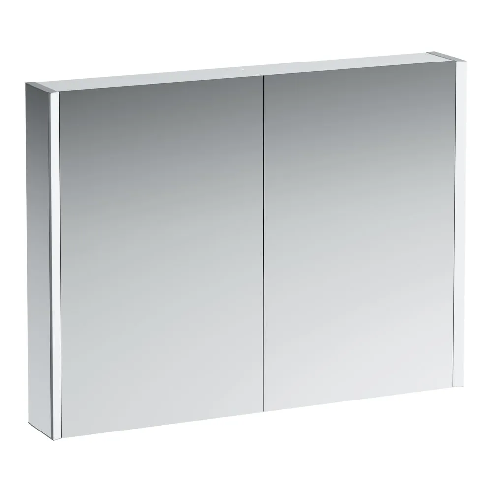 LAUFEN FRAME 25 Spiegelschrank, 1000 mm, Aluminium, 2 Türen innen und außen verspiegelt, mit Sensorschalter, 2 Steckdosen, 2 vertikale LED Beleuchtungselemente (dimmbar) 1000 x 150 x 750 mm #H4086039001441 - 144 - Spiegel