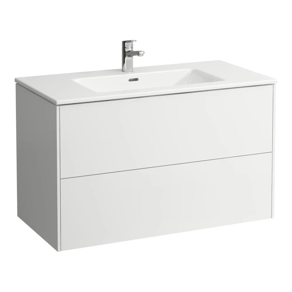 LAUFEN Komplettset 1000 mm, Waschtisch "slim" mit Waschtischunterbau 'Base' mit 2 Schubladen, inkl. Schubladen-Ordnungssystem 1000 x 500 x 610 mm #H8649622661041 - 260 - Weiß matt
