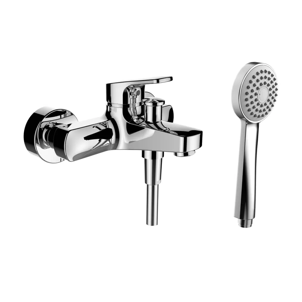 LAUFEN CITYPRO Bademischer, Anschlussdistanz 134-166 mm, Ausladung 155 mm, mit Verschraubungen, mit Kunststoffschlauch 1600 mm, mit Handbrause Stalla 80 1F, Chrom #H3219570041311
