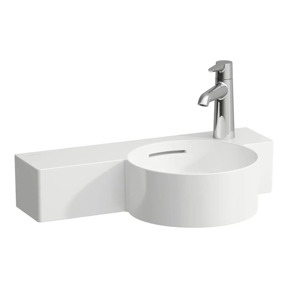 LAUFEN VAL Handwaschbecken rund, Ablage links, schneidbar bis 430 mm 550 x 315 x 115 mm #H8152840001061 - 000 - Weiß
