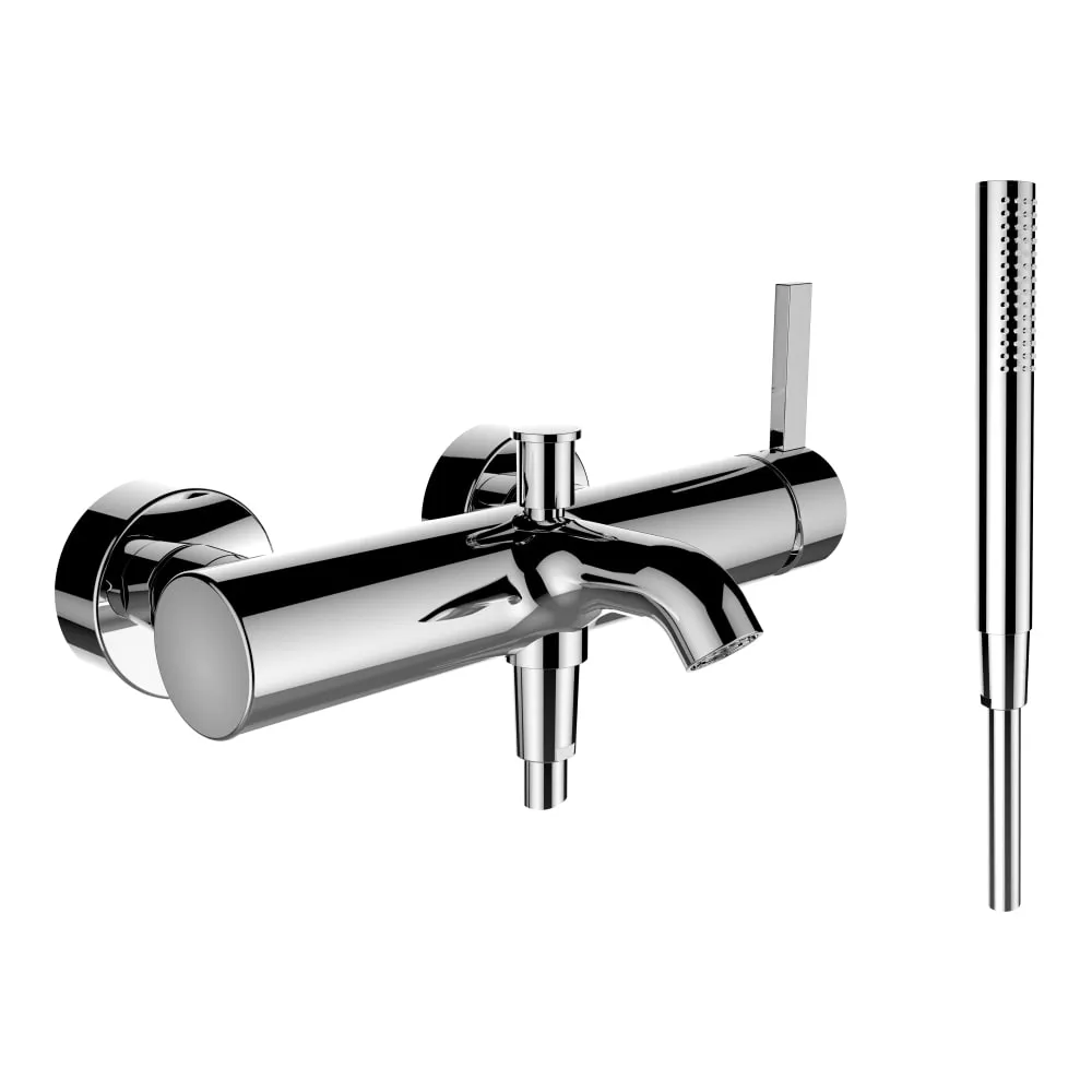 LAUFEN Kartell LAUFEN Bademischer, Anschlussdistanz 134-166 mm, Ausladung 165 mm, mit Verschraubungen, mit Kunststoffschlauch 1800 mm, mit Handbrause TwinStick #H3213370041411