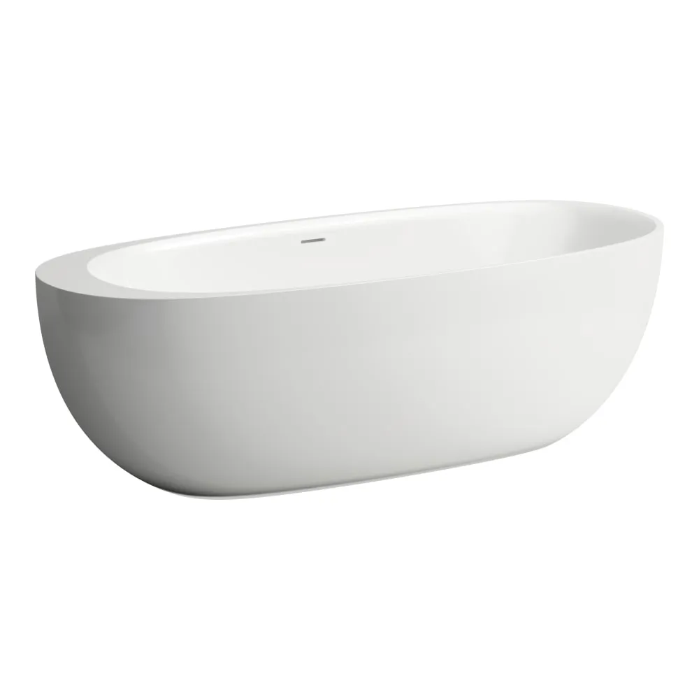 LAUFEN ILBAGNOALESSI Freistehende Badewanne, aus Mineralgusswerkstoff Sentec, mit Mittelablauf 1850 x 800 x 590 mm #H2209727160001 - 000 - Weiß