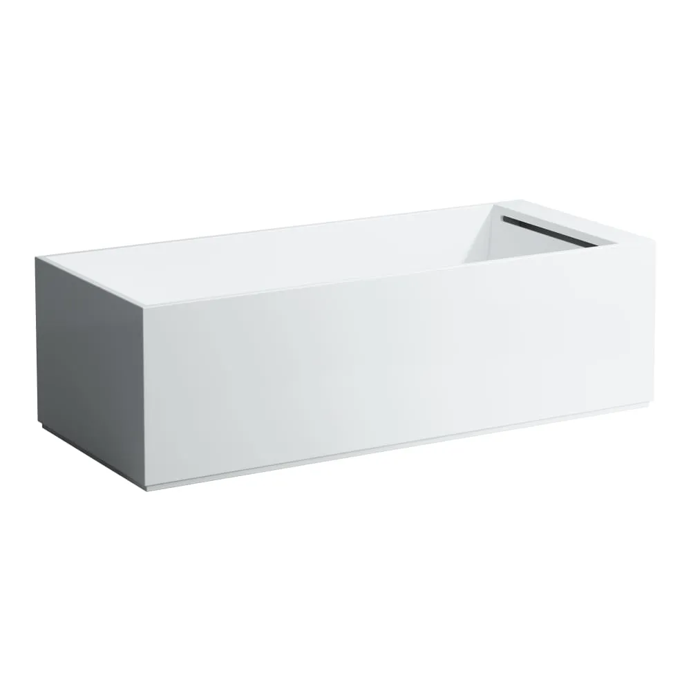 LAUFEN Kartell LAUFEN Freistehende Badewanne, aus Mineralgusswerkstoff Sentec, mit Überlaufspalt und Armaturenbank an der Fußseite, mit Hubsystem 1760 x 760 x 540 mm #H2223320006161 - 000 - Weiß