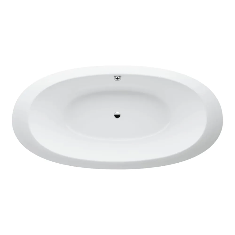 LAUFEN ILBAGNOALESSI Badewanne, aus Sanitäracryl, oval, Einbauversion, mit Mittelablauf, mit Fußgestell 2030 x 1020 x 460 mm #H2439700000001 - 000 - Weiß