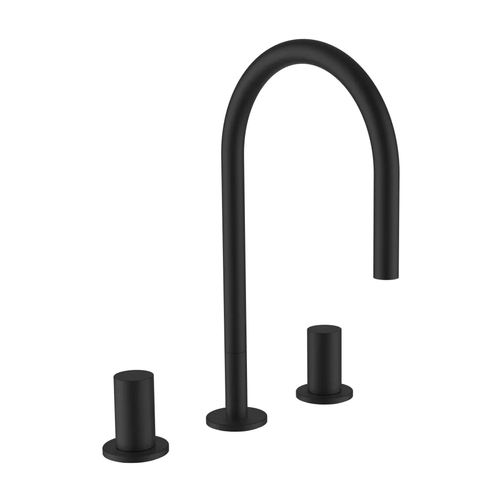 LAUFEN Kartell LAUFEN 3-Loch Waschtischmischer, Ausladung 166 mm, Schwenkauslauf, ohne Ablaufventil, PVD Titanschwarz matt #H3123330812201