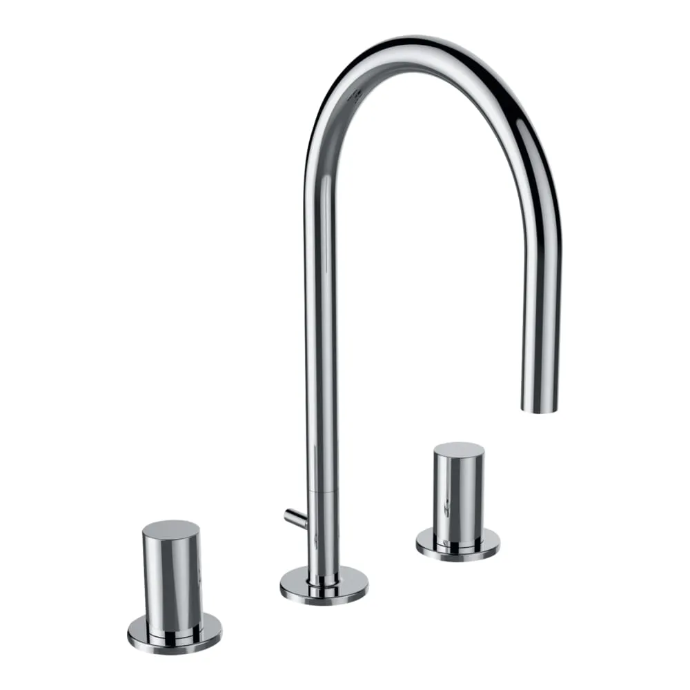 LAUFEN Kartell LAUFEN 3-Loch Waschtischmischer, Ausladung 166 mm, Schwenkauslauf, mit Ablaufventil #H3123330042211