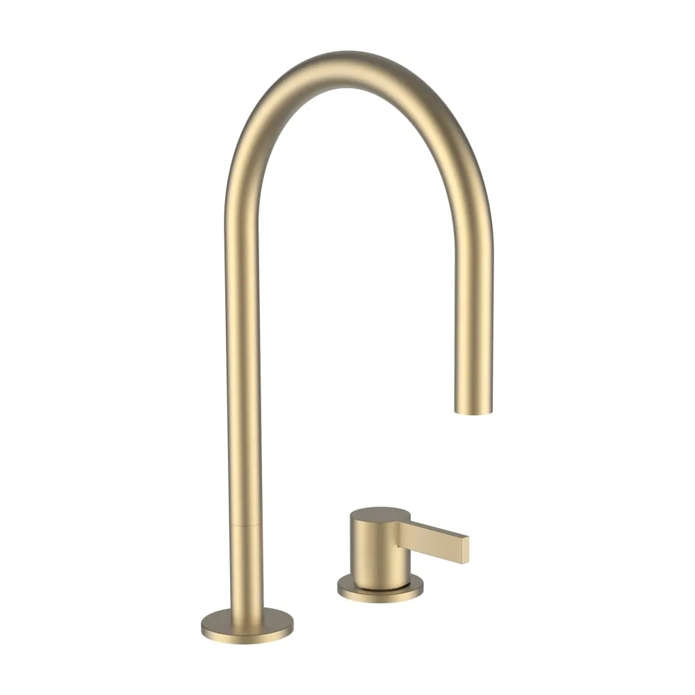 LAUFEN Kartell LAUFEN 2-Loch Waschtischmischer, Ausladung 166 mm, Schwenkauslauf, ohne Ablaufventil, PVD Blassgold matt #H3113320832201