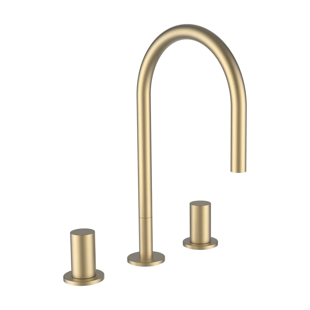 LAUFEN Kartell LAUFEN 3-Loch Waschtischmischer, Ausladung 166 mm, Schwenkauslauf, ohne Ablaufventil, PVD Blassgold matt #H3123330832201
