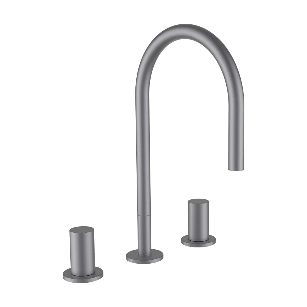 LAUFEN Kartell LAUFEN 3-Loch Waschtischmischer, Ausladung 166 mm, Schwenkauslauf, ohne Ablaufventil, PVD inox look #H3123330902201