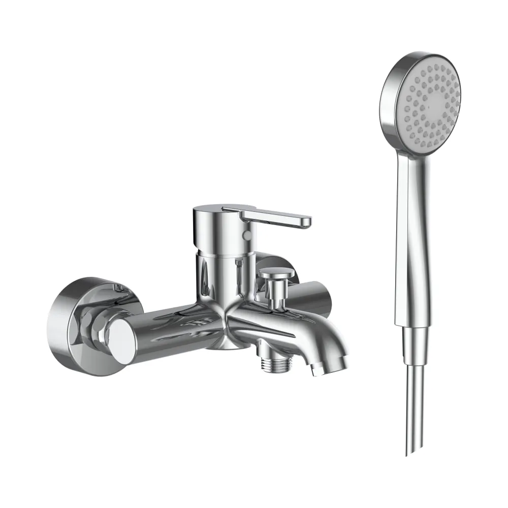 LAUFEN LUA Bademischer, Anschlussdistanz 134-166 mm, Ausladung 159 mm, mit Verschraubungen, mit Kunststoffschlauch 1600 mm, mit Handbrause Stella 80 1F #H3210810041311