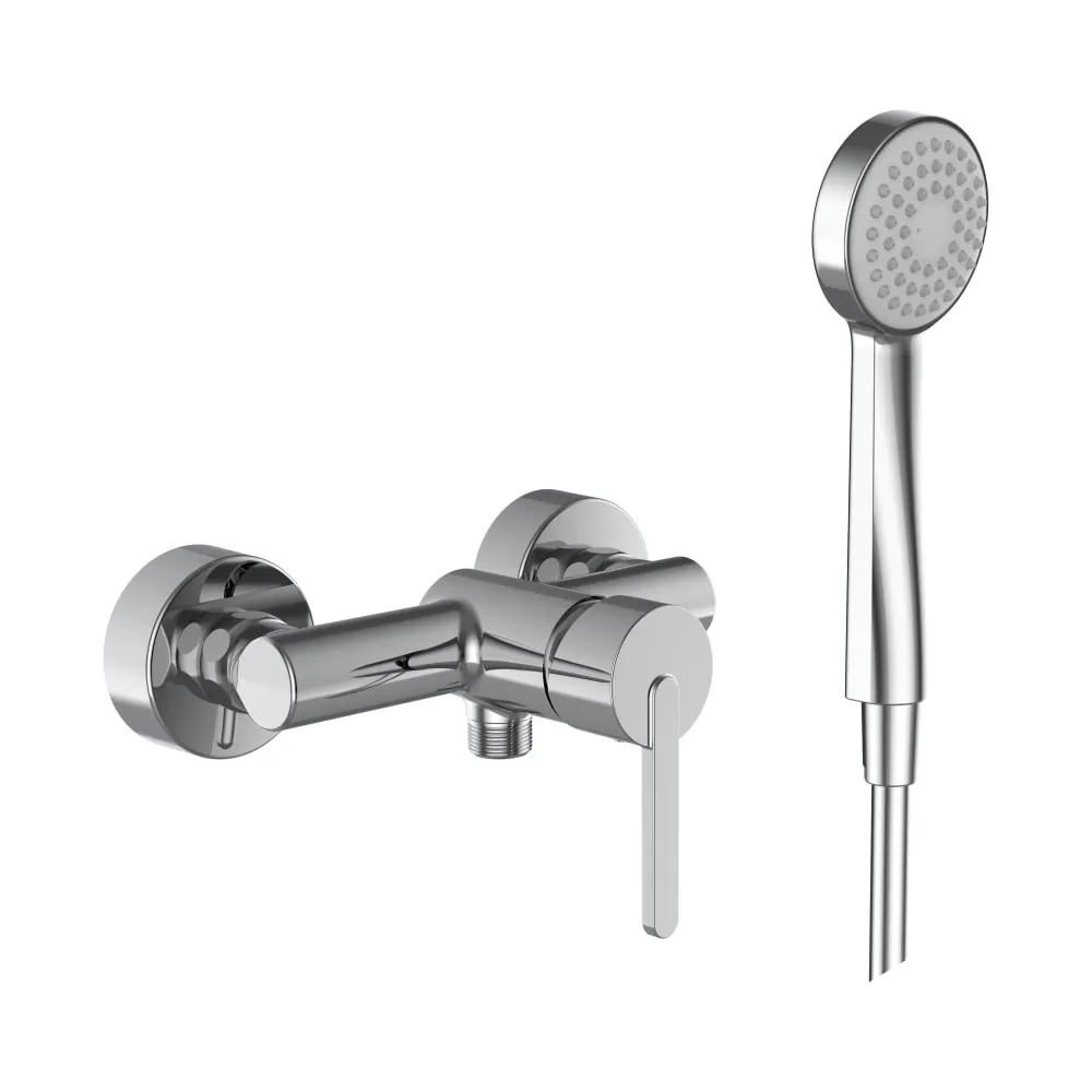 LAUFEN LUA Duschenmischer, Anschlussdistanz 134-166 mm, mit Verschraubungen, mit Kunststoffschlauch 1600 mm, mit Handbrause Stella 80 1F #H3310810041311