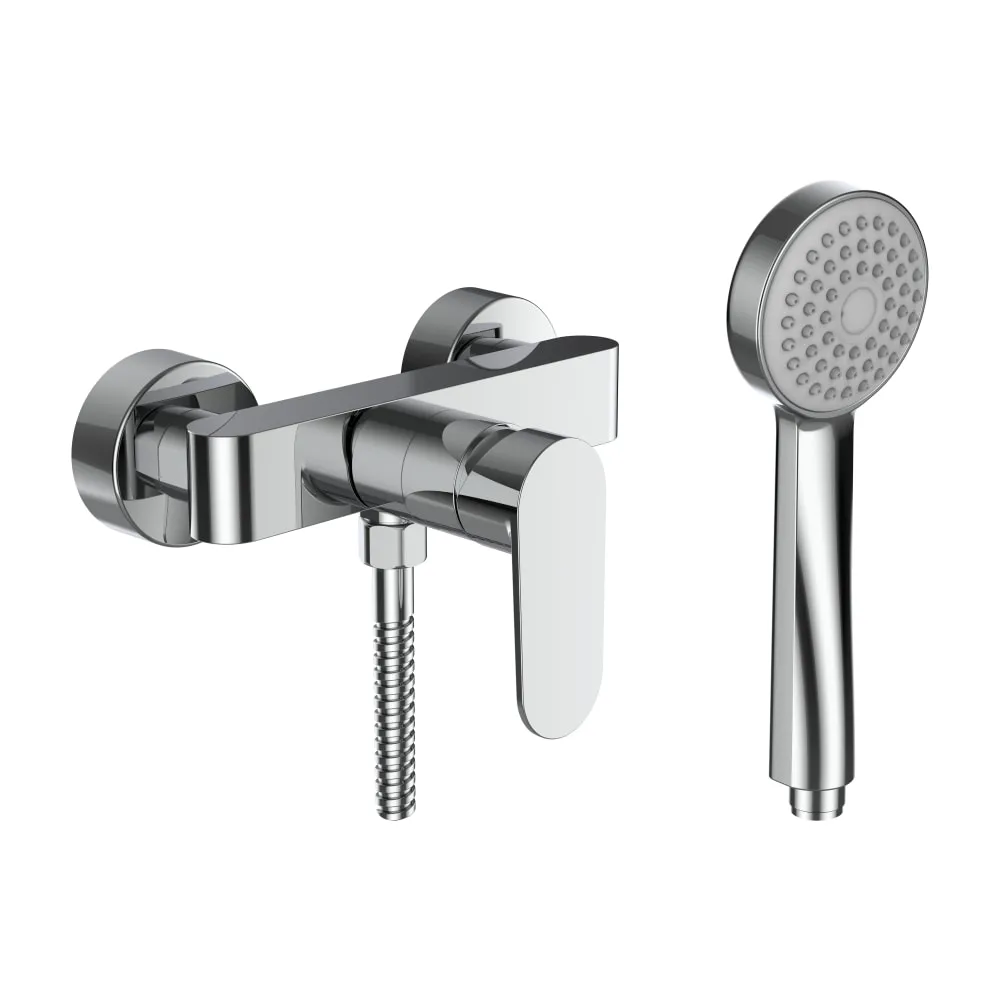 LAUFEN NEJA Duschenmischer, Anschlussdistanz 134-166 mm, mit Verschraubungen, mit Kunststoffschlauch 1600 mm, mit Handbrause Stella 80 1F, Chrom #H3315170041311