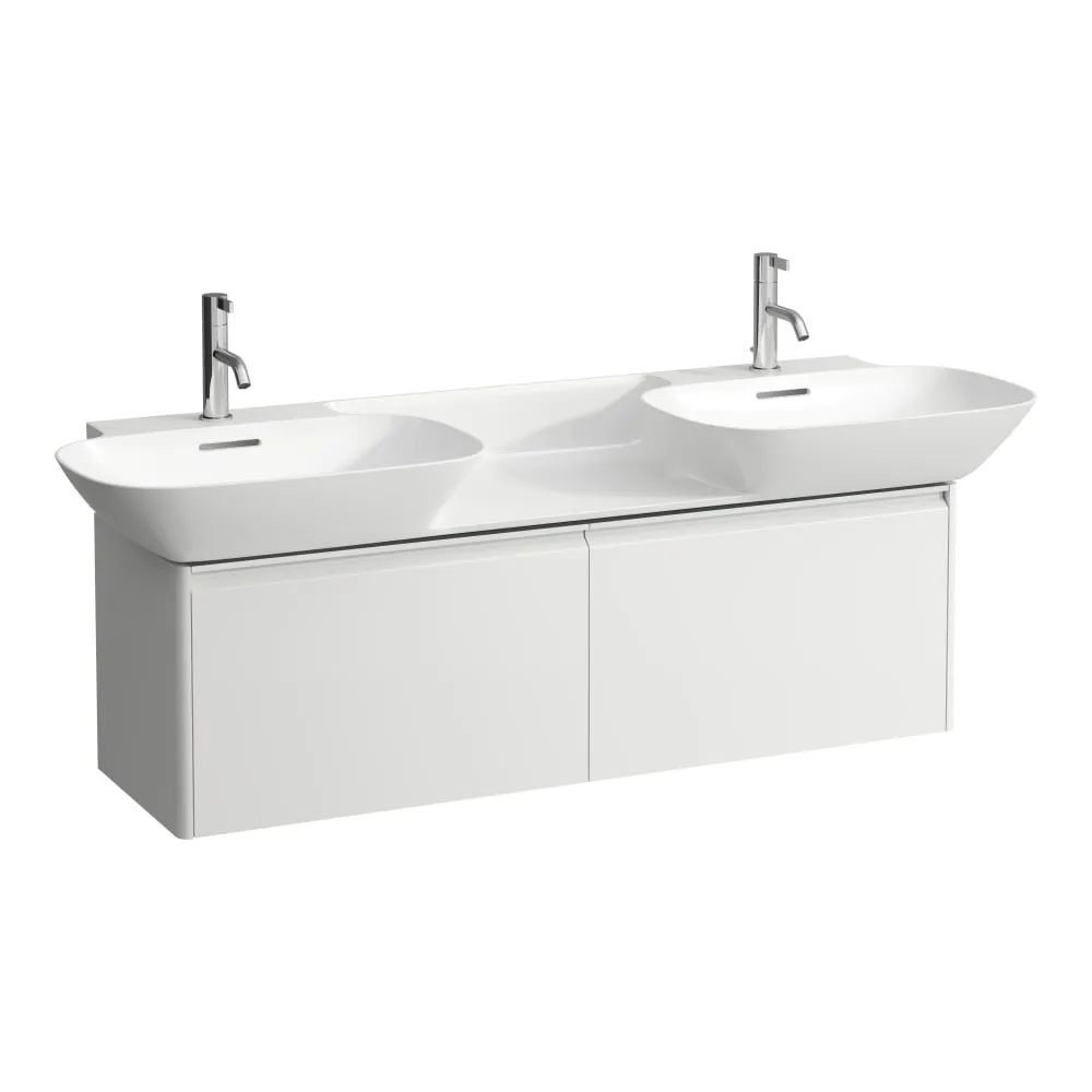 LAUFEN BASE Waschtischunterbau, 2 Schubladen, passend zu Waschtisch H814304, mit Griff Aluminium eloxiert 1170 x 350 x 370 mm #H4030151102661 - 260 - Weiß matt