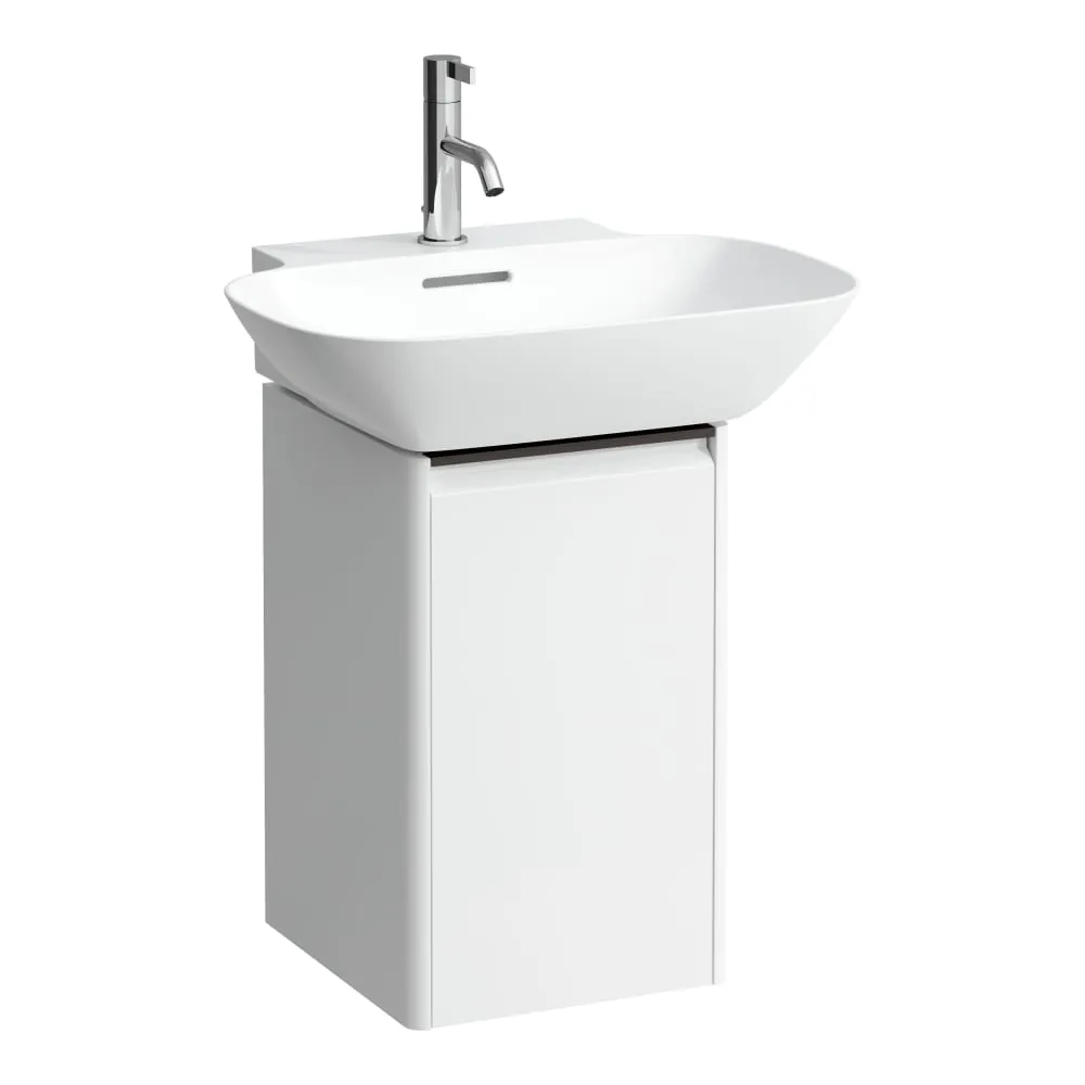 LAUFEN BASE Waschtischunterbau, 1 Tür, Scharnier rechts, 1 Innenablage, mit Griff Aluminium schwarz, passend zu Waschtisch H810302 315 x 340 x 515 mm #H4030241109991 - 260 - Weiß matt