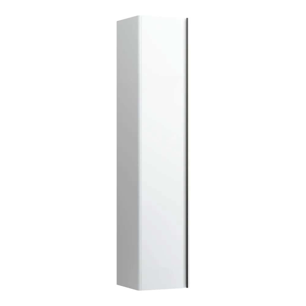 LAUFEN BASE Hochschrank, 1 Tür, Scharnier links, 1 fester Fachboden und 4 Glasablagen, mit Griff Aluminium schwarz 350 x 335 x 1650 mm #H4030331102601 - 260 - Weiß matt