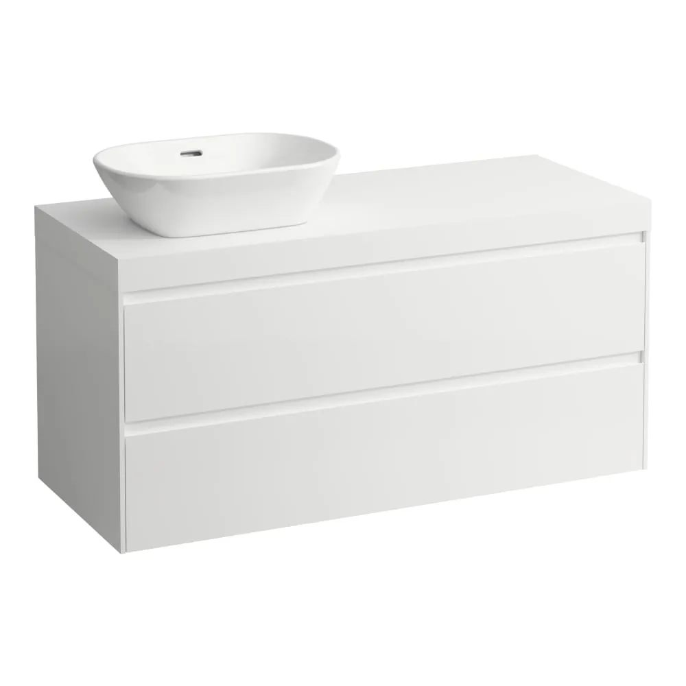 LAUFEN LANI Modular 1200, Waschtischplatte 65 mm (.260 Weiß matt), Ausschnitt links, 2 Schubladen 1185 x 495 x 580 mm #H4045721122671 - 260 - Weiß matt