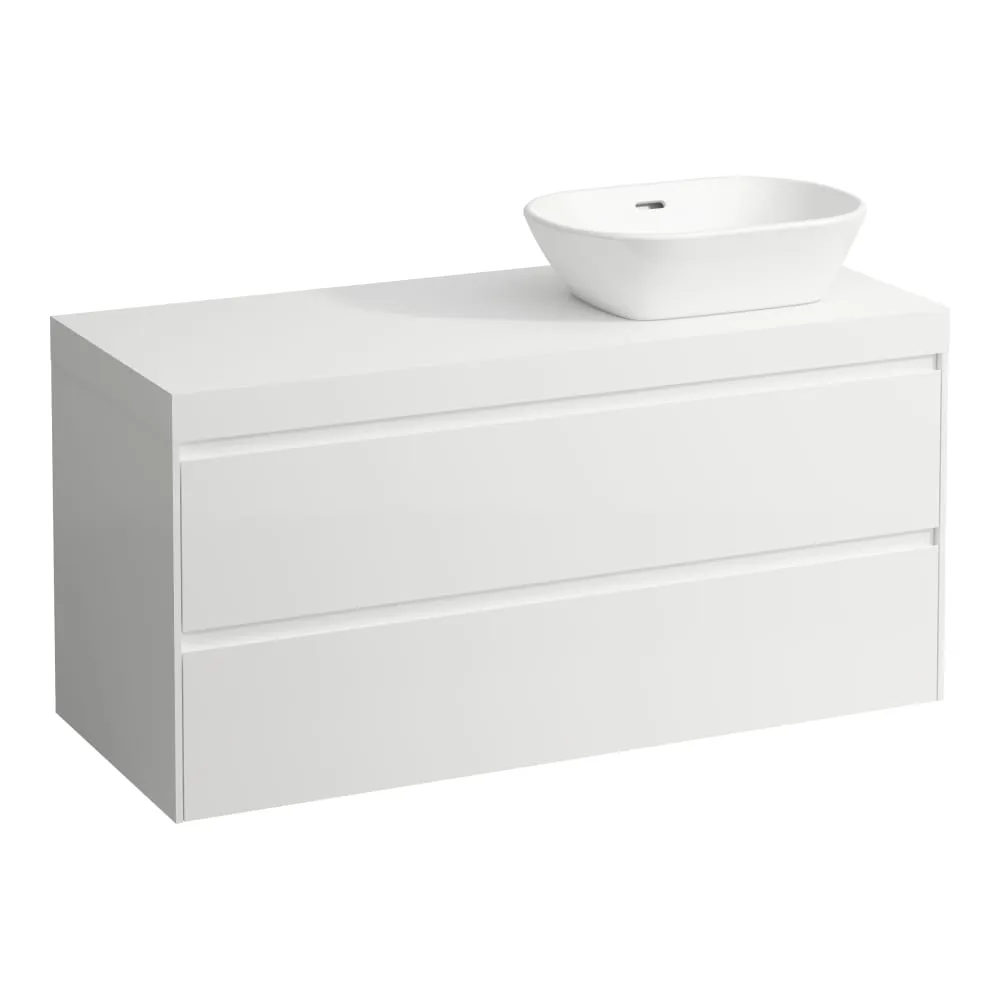 LAUFEN LANI Modular 1200, Waschtischplatte 65 mm (.260 Weiß matt), Ausschnitt rechts, 2 Schubladen 1185 x 495 x 580 mm #H4045731129901 - 260 - Weiß matt