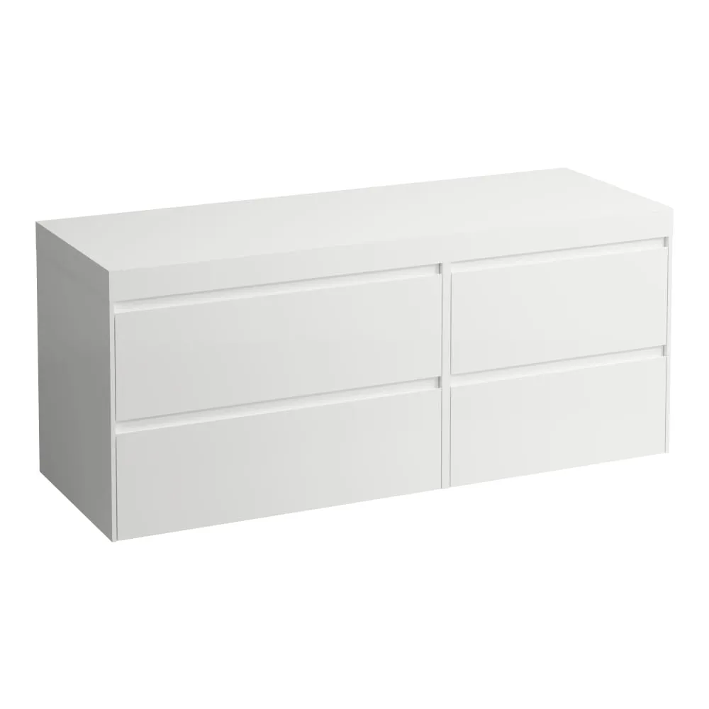 LAUFEN LANI Modular 1400, Waschtischplatte 65 mm (.260 Weiß matt), ohne Ausschnitt, 4 Schubladen: Element 800 links + Element 600 rechts 1370 x 495 x 580 mm #H4045801122601 - 260 - Weiß matt