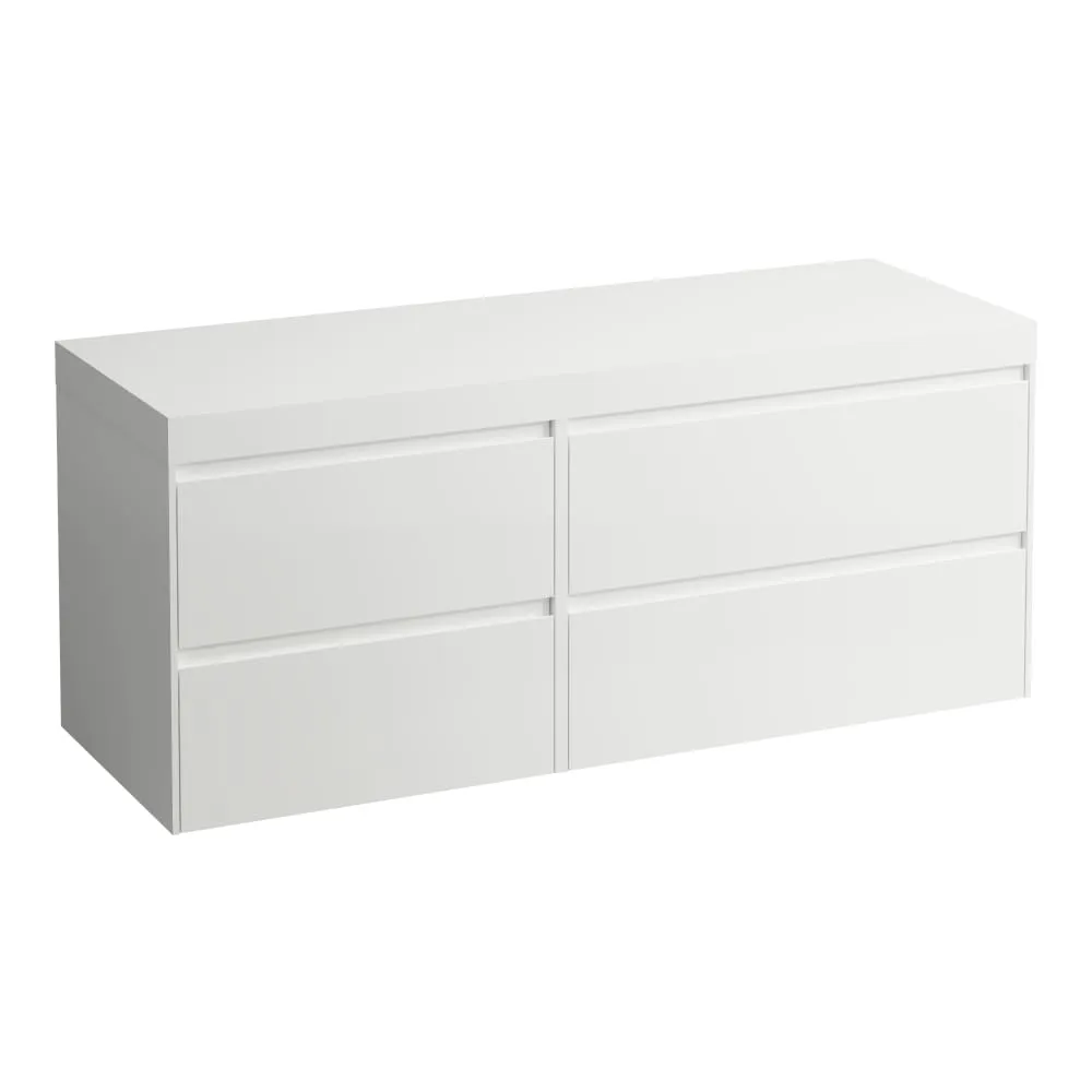 LAUFEN LANI Modular 1400, Waschtischplatte 65 mm (.260 Weiß matt), ohne Ausschnitt, 4 Schubladen: Element 800 rechts + Element 600 links 1370 x 495 x 580 mm #H4045811129901 - 260 - Weiß matt