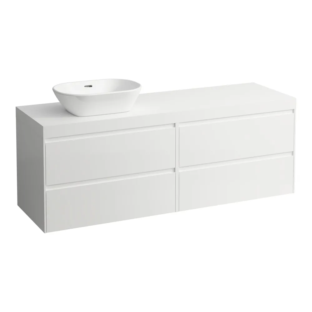 LAUFEN LANI Modular 1600, Waschtischplatte 65 mm (.260 Weiß matt), Ausschnitt links, 4 Schubladen: Element 800 rechts + Element 800 links 1570 x 495 x 580 mm #H4045921122661 - 260 - Weiß matt